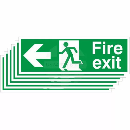 6-Pack Fire Exit Arrow Left Signs