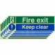 6-Pack Fire Exit Keep Clear Multi-Message Signs