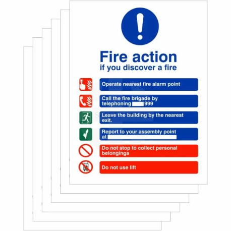 6-Pack If You Discover A Fire - Fire Action Signs