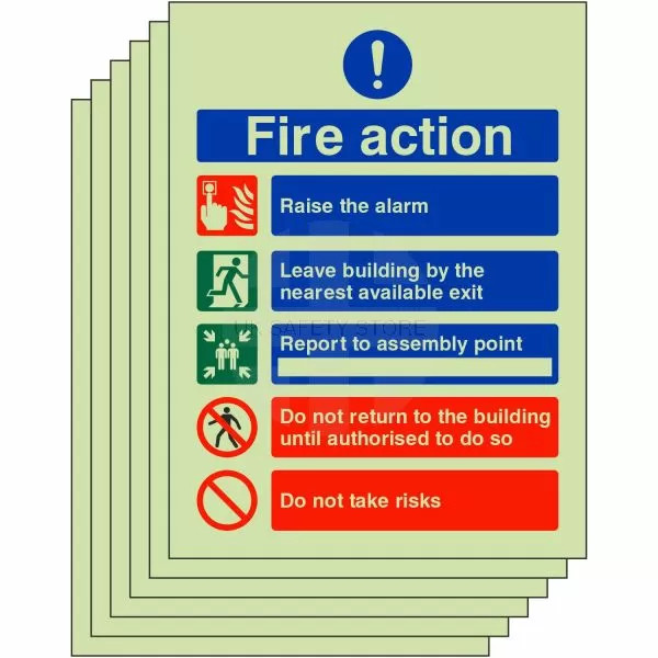 6-Pack Raise The Alarm Fire Action Signs