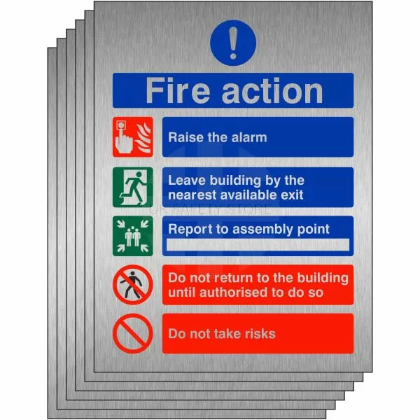 6-Pack Raise The Alarm Fire Action Signs