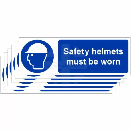 6-Pack Safety Helmets Must Be Worn Signs
