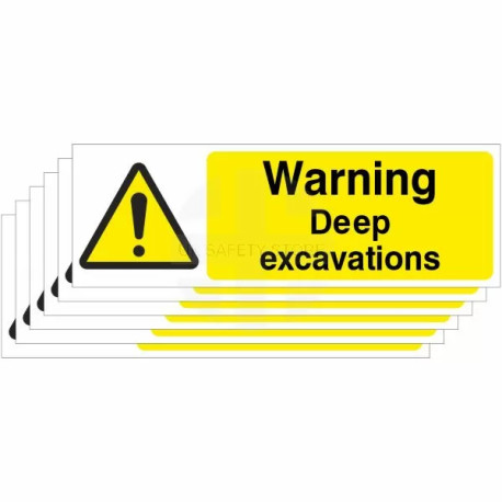 6-Pack Warning Deep Excavations Signs