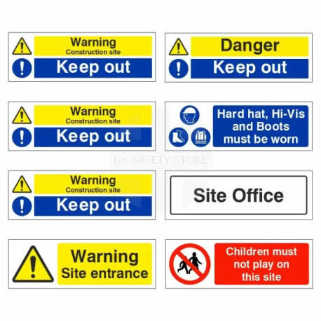 8-Pack Construction Site Safety Signs