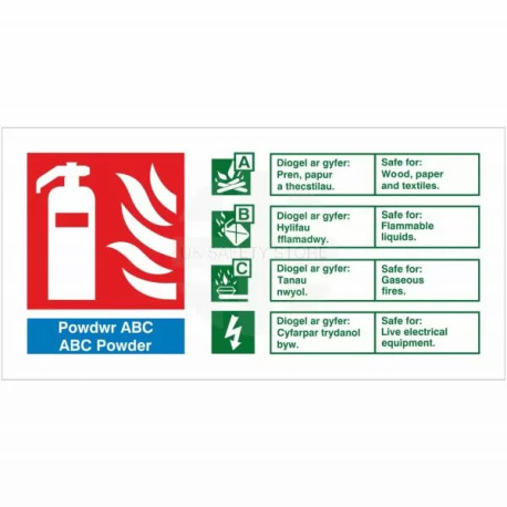 ABC Powder Fire Identification Sign in Welsh/English