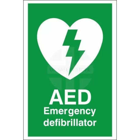 AED Emergency Defibrillator First Aid Sign