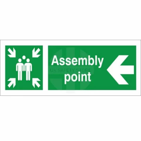 Assembly Point Arrow Left Sign - 400x150