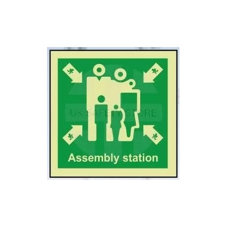 Assembly station photoluminescent 100W  x  110W  sign self adhesive