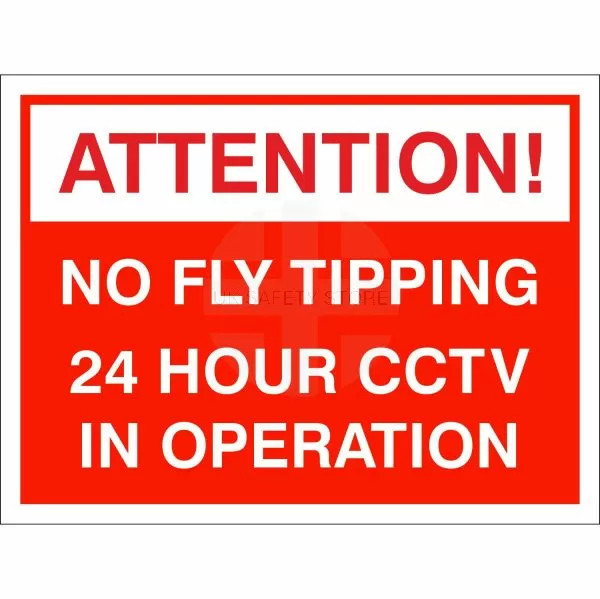 Attention No Fly Tipping 24H CCTV Sign