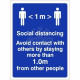 Avoid Contact With Others By Staying More Than 1.0m From Other People Sign