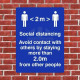 Avoid Contact With Others By Staying More Than 2.0m From Other People Sign