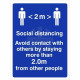 Avoid Contact With Others By Staying More Than 2.0m From Other People Sign