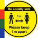Be Socially Safe Keep 1m Apart Floor Sticker