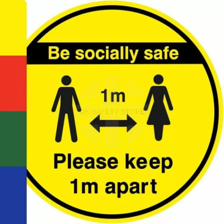 Be Socially Safe Keep 1m Apart Floor Sticker