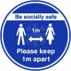 Be Socially Safe Keep 1m Apart Floor Sticker