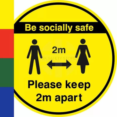 Be Socially Safe Keep 2m Apart Floor Sticker
