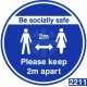 Be Socially Safe Keep 2m Apart Floor Sticker