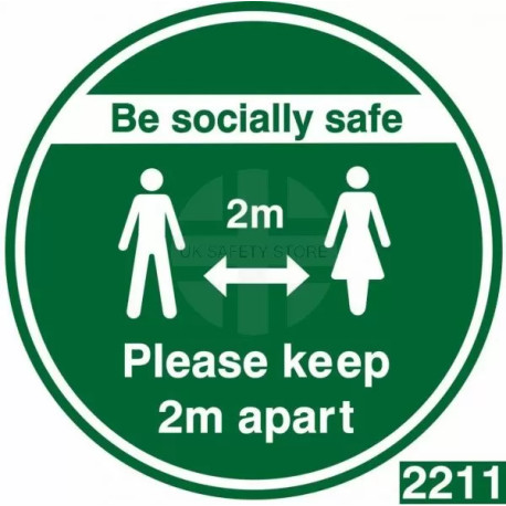 Be Socially Safe Keep 2m Apart Floor Sticker - Green
