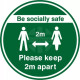 Be Socially Safe Keep 2m Apart Floor Sticker - Green