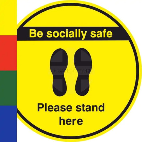 Be Socially Safe Please Stand Here Floor Sticker