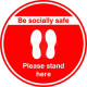 Be Socially Safe Please Stand Here Floor Sticker