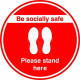 Be Socially Safe Please Stand Here Floor Sticker - Red