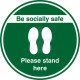 Be Socially Safe Please Stand Here Floor Sticker-Green-200x200h