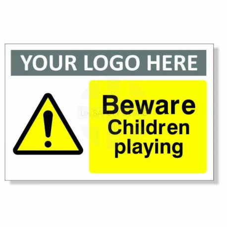 Beware Children Playing Custom Logo Warning Sign