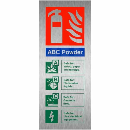 Brushed Aluminium Effect ABC Powder Fire Identification Sign
