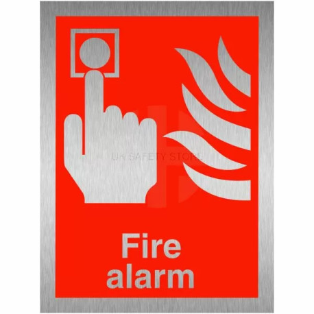 Brushed Aluminium Effect Fire Alarm Sign