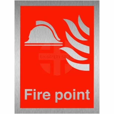 Brushed Aluminium Effect Fire Point Sign