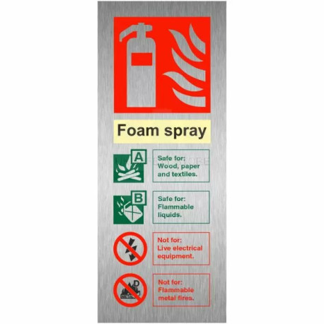 Brushed Aluminium Effect Foam Spray Fire Identification Sign
