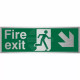 Brushed Aluminium Fire Exit Arrow Down Right Sign