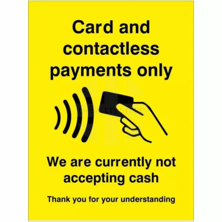 Card And Contactless Payment Only Sticker