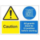 Caution all guards must be in position before starting multi message sign in a variety of sizes and materials