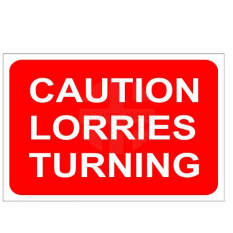 Caution Lorries Turning - Traffic Sign - 1050W mm x 750Hmm