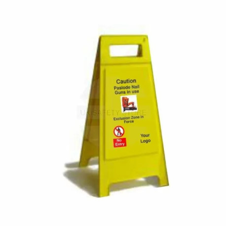 Caution Paslode Nail Guns In Use Exclusive Zone In Force Custom Made A Board Freestanding Sign 600mm