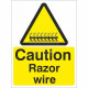Caution Razor Wire Sign
