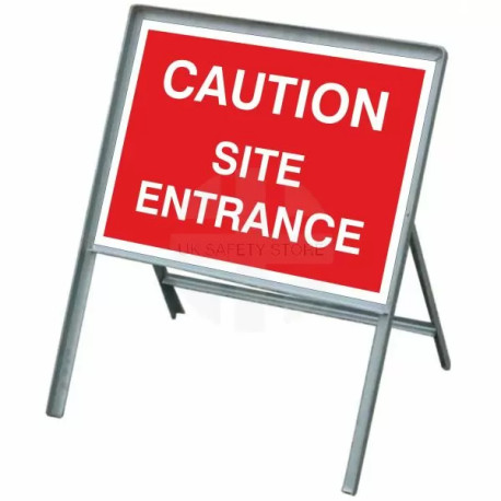 Caution Site Entrance Temporary Road Sign