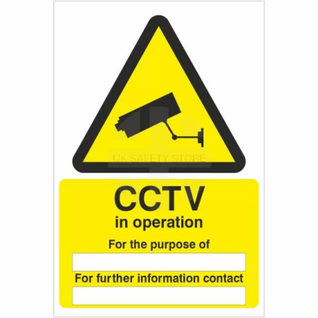 CCTV In Operation (writable purpose & tel) Sign