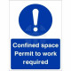Confined Space Permit To Work Required Sign