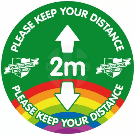 Custom Please Keep Your Distance 2 Metres School Floor Graphic Sign