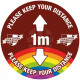 Custom Please Keep Your Distance School Floor Graphic Sign - 1 Metre (Brown)