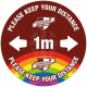 Custom Please Keep Your Distance School Floor Graphic Sign - 1 Metre (Brown)