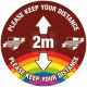 Custom Please Keep Your Distance School Floor Graphic Sign - 2 Metres (Brown)