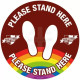 Custom Please Stand Here School Floor Graphic Sign (Brown)