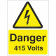 Danger 415 Volts Safety Sign