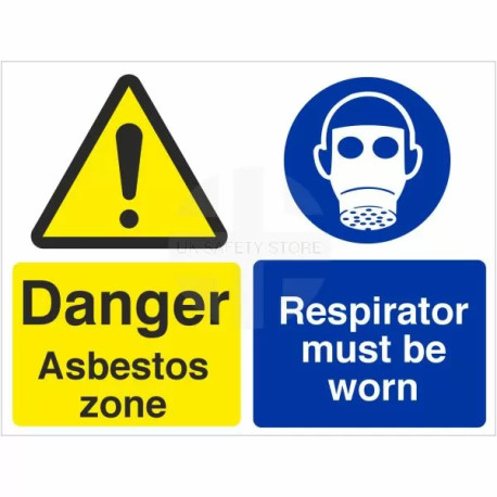 Danger Asbestos Zone Respirator Must Be Worn Sign