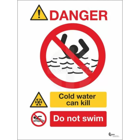 Danger Deep Cold Can Kill Sign - Do Not Swim