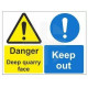 Danger deep quarry face keep out multi message sign in a variety of sizes and materials